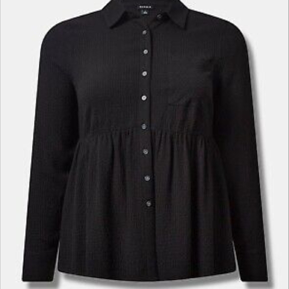 Torrid textured peplum long sleeve shirt 4 - Picture 4 of 8
